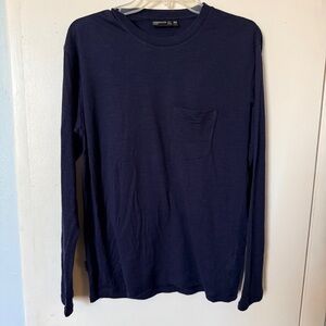 Icebreaker Merino Navy Blue Wool Blend Long Sleeve Crew Neck Pullover Shirt Sz M